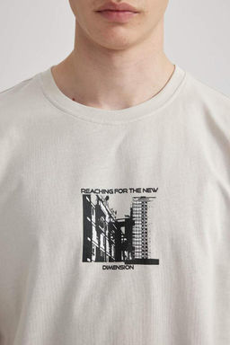 Облегающая футболка с коротким рукавом и круглым вырезом с принтом - Defacto фото 5