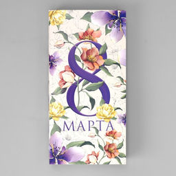 Цена за 5 шт. Коробка для шоколада, кондитерская упаковка С 8 Марта, с окном, 17.3?8.8?1.5 см