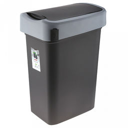 Ведро для мусора с плавающей крышкой пластмассовое SMART BIN 50л, с креплением для мусорных пакетов, серый Econova (Россия)