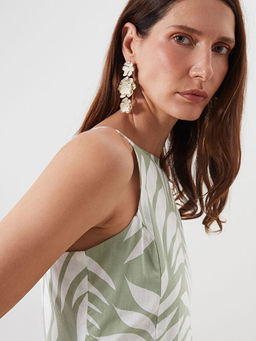 Halter Yaka Desenli Katkat Elbise