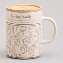 КРУЖКА LEFARD 400МЛ С БАМБУКОВОЙ КРЫШКОЙ SWEET HOME 8*10.9CM