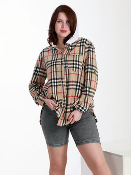 Рубашка с капюшоном бежевая - Almond фото 3