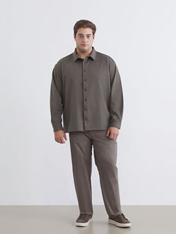 B?y?k Beden Regular Fit Uzun Kollu Erkek G?mlek