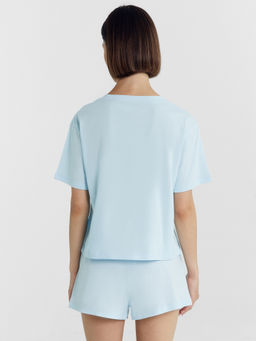 Комплект женский (футболка, шорты) голубой с печатью голубое небо +печать 592536 - Mark formelle фото 4