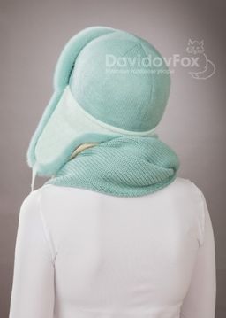 Ушанка норка трикотаж мята - Davidovfox фото 4