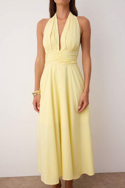 Siyah Dekolteli Boyundan Baglamal? Poplin Astarl? Dokuma Elbise TWOSS25EL00890 - Trendyolmilla фото 3