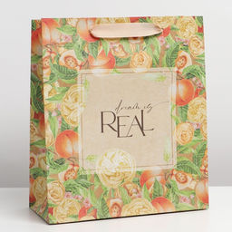 Пакет крафтовый вертикальный Персики, ML 23 27 11.5 см