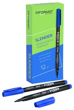 Цена за 2 шт. Маркер перманентный INFORMAT SLENDER 1 мм синий, круглый наконечник
