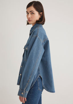 Bekka Classic Denim Indigo Mavisi Jean Gomlek фото 3