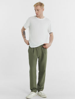 Брюки мужские оливково-зеленые из хлопка и льна - Mark formelle фото 4