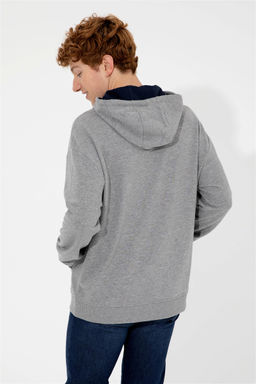 U. S. Polo Assn Мужская серая меланжевая толстовка оверсайз с капюшоном - U.s. polo assn фото 12