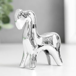 Фигурка керамика «Лошадка с опущенной головой», под серебро, 2.5×6.5×7 см