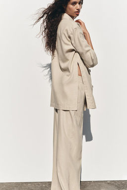 WIDE-LEG LINEN-BLEND TROUSERS - Zara фото 8