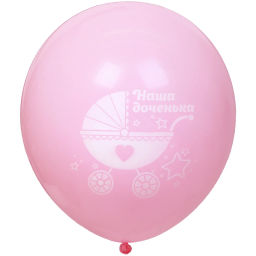 Воздушные шары 50 шт, 10"/25см Наша доченька (розовый/белый)
