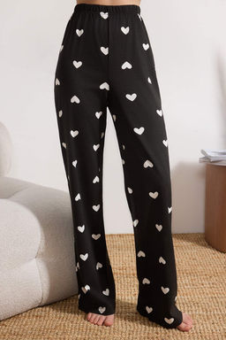 Siyah %100 Pamuklu Kalpli Orme Pijama Tak?m? THMAW21PT0548