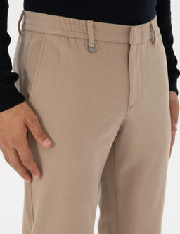Bej Slim Fit Flanel Dokulu Kuma_ Pantolon - Pierre cardin фото 5