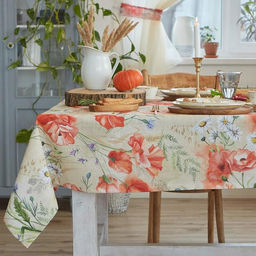 Скатерть Маки 220×147 см, 100% хлопок, рогожка 160 г/м²