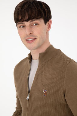 Мужской базовый трикотажный кардиган цвета хаки Неожиданная скидка в корзине - U.s. polo assn фото 9