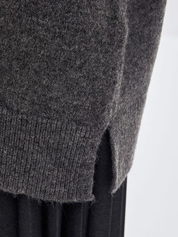 Bisiklet Yaka D?z Uzun Kollu Kad?n Triko Tunik