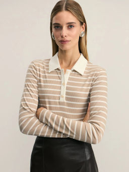 Лонгслив с отложным воротником в полоску / Zarina