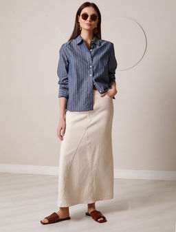 Блузка свободного силуэта в полоску из 100 % хлопка - Vilatte фото 5