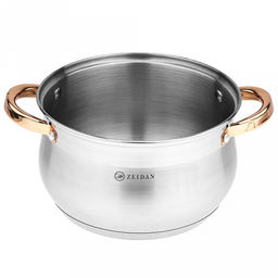 Zeidan Belgrad Кастрюля из нержавеющей стали 5,1л, д22см, стеклянная крышка, ручки под золото, комбинированная полировка снаружи, матовая полировка внутри, 5-ти степовое капсулированное индукционное дно, подарочная упаковка (Китай) Подходит дл - Домашняя мода фото 3