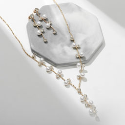 Набор 2 предмета: серьги, колье Изумление ветвь, цвет белый в золоте, 42 см