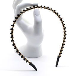 Ободок для волос с цирконом, цвет черный