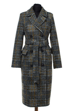 Пальто женское демисезонное Микроворса/Клетка - El podio фото 8