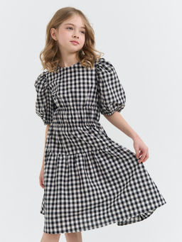 Платье хлопковое с коротким рукавом Черно-белое 7+