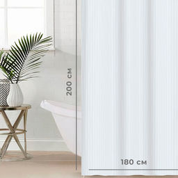 Штора в ванную «Этель. Полоска», 180×200 см, белая
