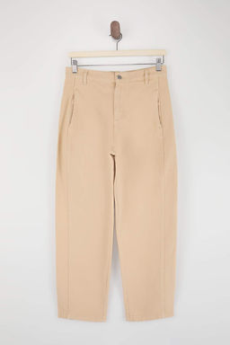 Bej Dikis Detayl? Yuksek Bel %100 Pamuk Baggy Jeans TWOSS26JE00202