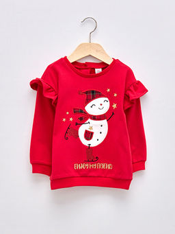Bisiklet Yaka Uzun Kollu Nak?? Detayl? K?z Bebek Sweatshirt