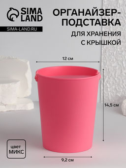 Органайзер для хранения, с крышкой, 1 секция, 14.5×12×9.2 см, МИКС