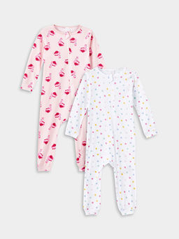 Bisiklet Yaka Uzun Kollu ?i?ekli K?z Bebek Tulum 2li