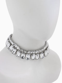 Чокер-колье Сияние дуэт, цвет белый в серебре, 36 см