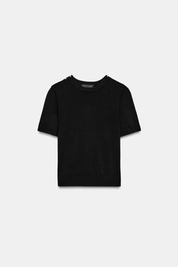 JERSEY B?SICO PUNTO MANGA CORTA / Negro - Zara фото 5