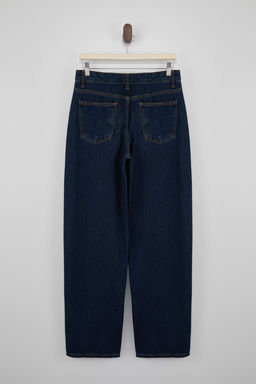 Wardrobe Essentials - Mavi DOKUMLU Yuksek Bel %100 Pamuk Tam Boy Baggy Jeans TWOSS26JE00138 - Trendyolmilla фото 2