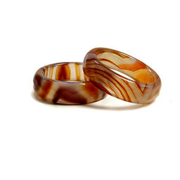 Кольцо из камня граненое Коричневый агат для изобилия и процветания магнит для денег размер d-17мм