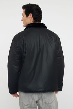 TRENDYOL MAN Siyah Regular Fit Kurk Yakal? K?sl?k Suni Deri Mont TMNAW25MO00020 - Trendyolmilla фото 6