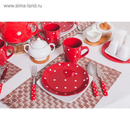 Кружка Доляна Красный горох, 360 мл, керамика, красная  фото 5