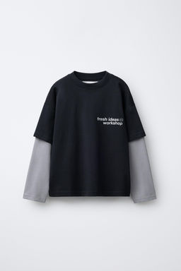 DOUBLE SLEEVE SLOGAN T-SHIRT - Zara фото 9