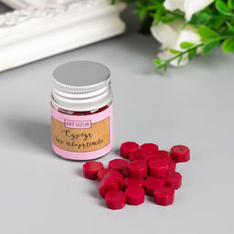 Цена за 2 шт. Сургуч в гранулах в баночке Восьмигранник вишневый 9 гр 4,5х3х3 см