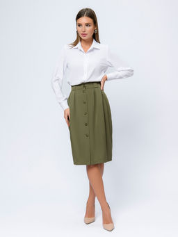 УЦЕНКА. Блуза белая с отложным воротником и длинными рукавами - 1001dress фото 6