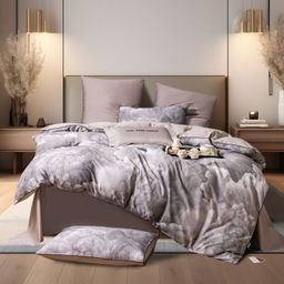 Комплект постельного белья Сатин Премиум на резинке CPAR054 180*200*30;160*200*30;140*200*30 Евро 4 Наволочки