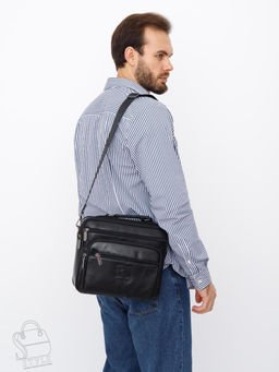 Сумка мужская кожаная 608M black Fuzhiniao