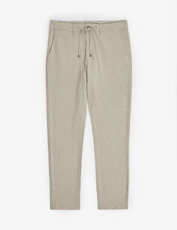 Haki Slim Fit Gofre Yazl_k Kanvas Pantolon