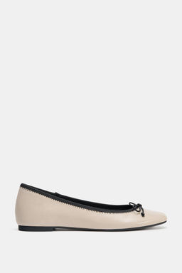 CONTRAST LEATHER BALLET FLATS - Zara фото 13