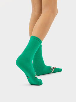 Цена за 5 пар! Носки детские зеленые с рисунком в виде оленя - Mark formelle фото 3