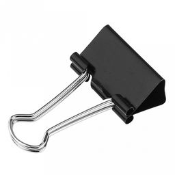 Зажим для бумаги 25мм металл, цвет - черный, набор 48 штук, в пластиковой банке д9,8см h6,1см (Китай)